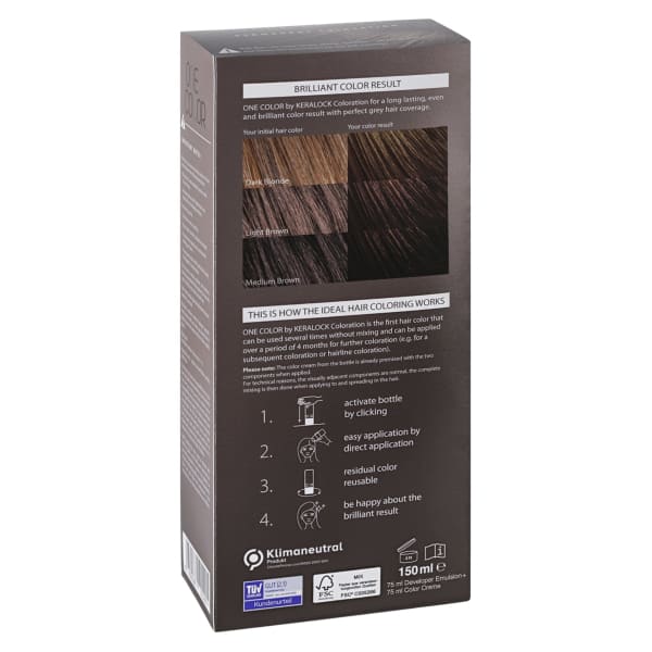 Keralock one Color Permanent Dark Brown صبغة الشعر من كيرالوك - بني غامق