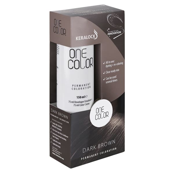 Keralock one Color Permanent Dark Brown صبغة الشعر من كيرالوك - بني غامق